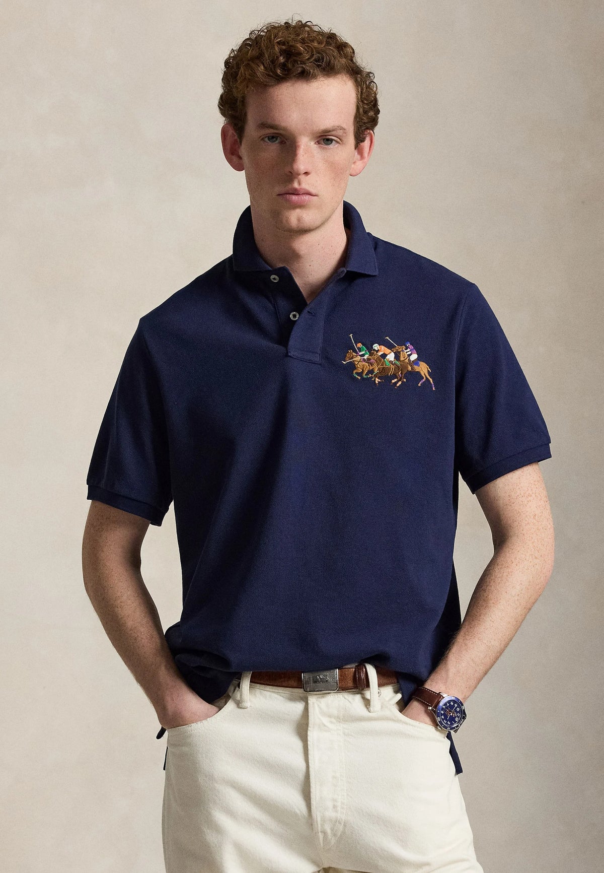 Polo bordado triple-pony
